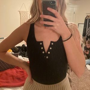 black ribbed bodysuit